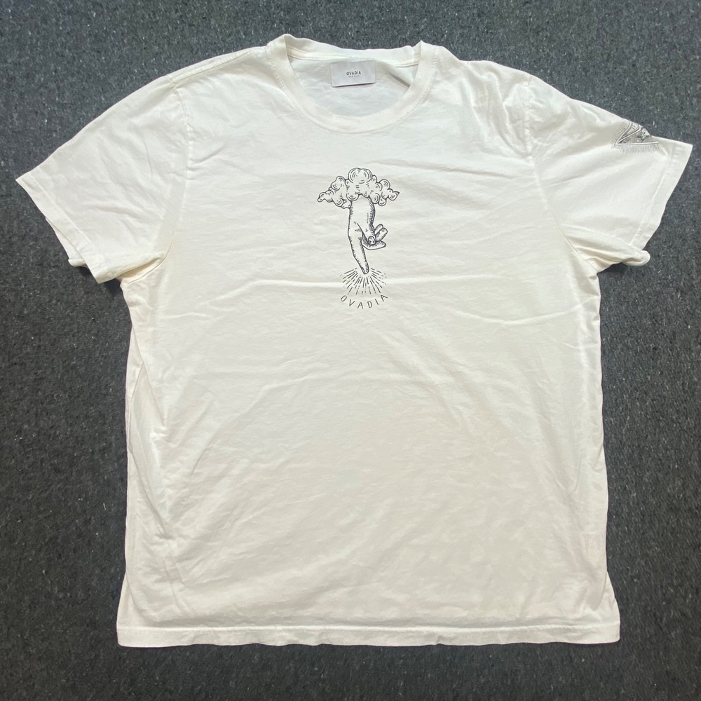 Ovadia Graphic Shirt Sz‎ XL Mens White Streetwear Heavens Earth Script